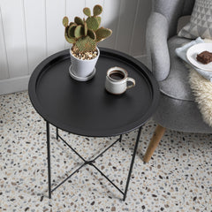 Metal Tray Side Table in Black
