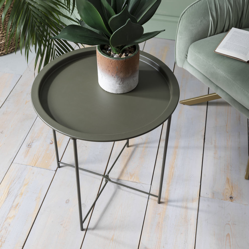 Tray Side Table in Olive Green