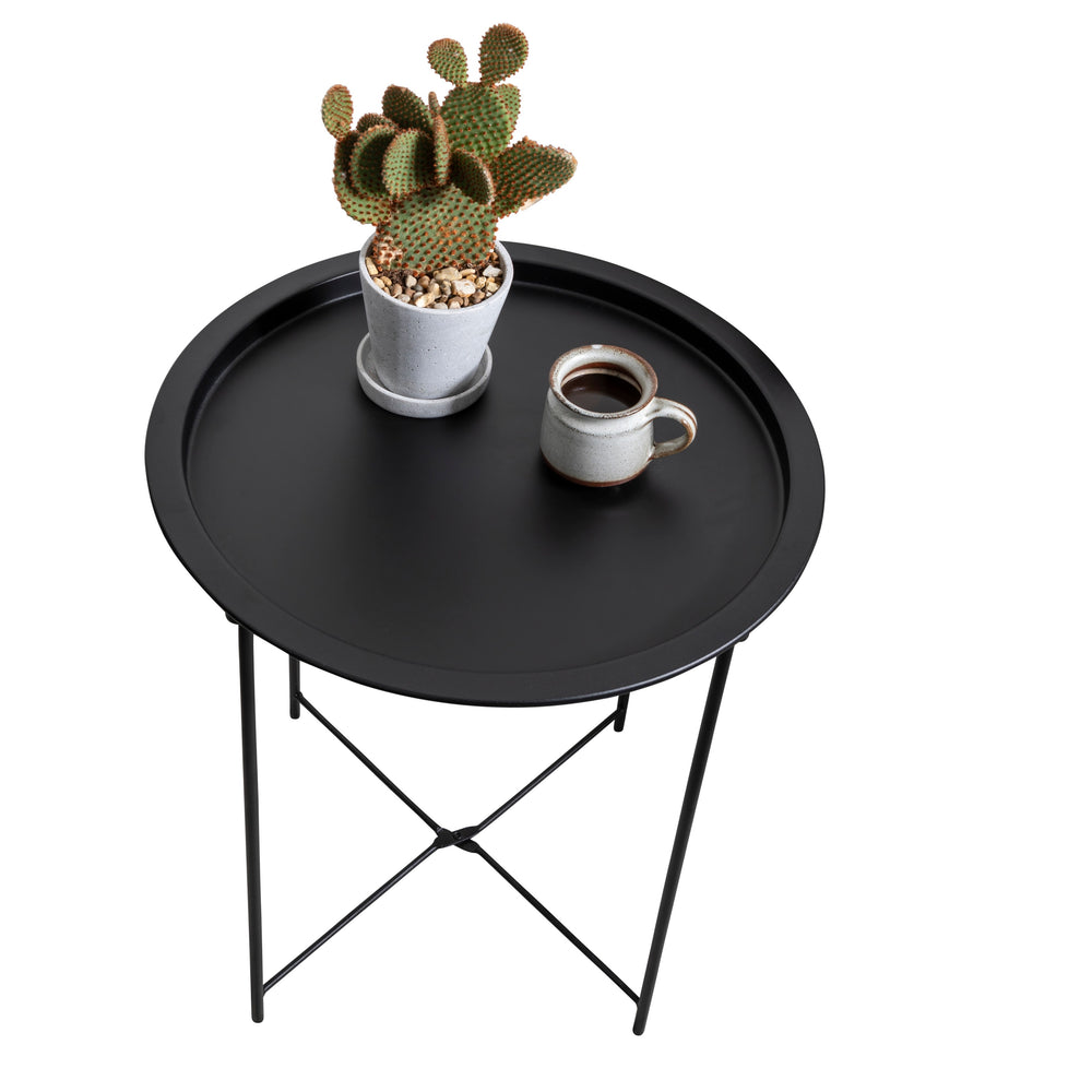 Metal Tray Side Table in Black