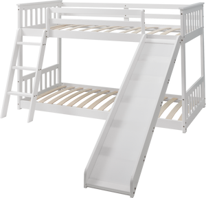 Midsleeper Bunk Bed with Slide in White