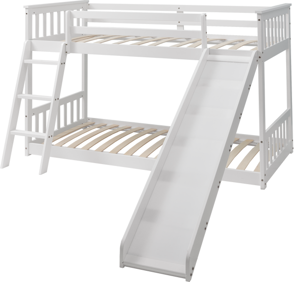 Midsleeper Bunk Bed with Slide in White