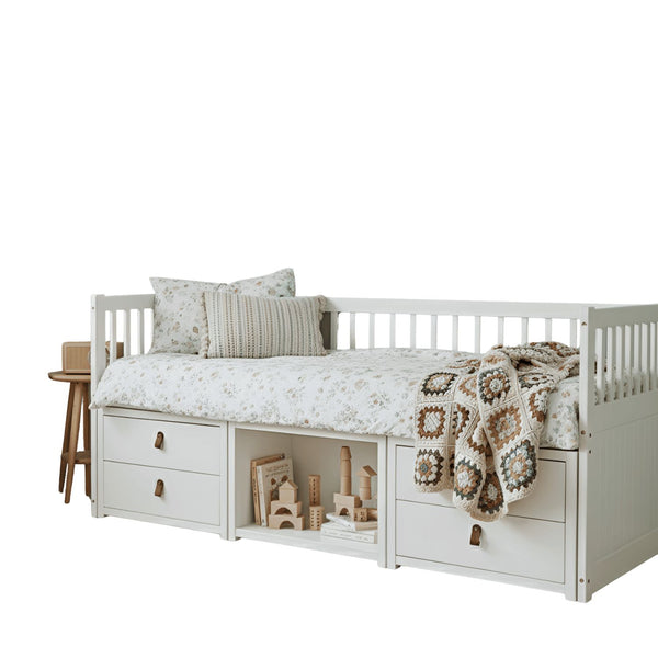 Day Bed with Underbed Storage Drawers in White