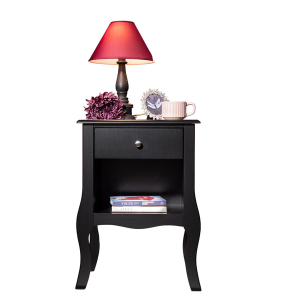 1 Draw French Style Black Bedside Table