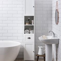 Stow Tallboy Bathroom Cabinet Storage Unit in White