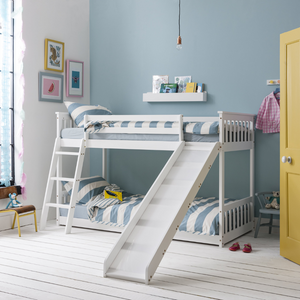 Midsleeper Bunk Bed with Slide in White