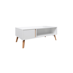 White Coffee Table with Pine Legs