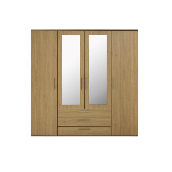 Brisbane 4 Door 3 Drawer Wardrobe - Oak 15822568