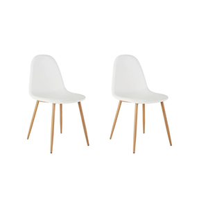 Habitat Beni Pair of Leather Effect Dining Chairs - White 18087441