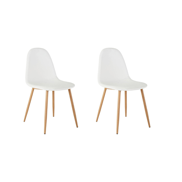 Habitat Beni Pair of Leather Effect Dining Chairs - White 18087441
