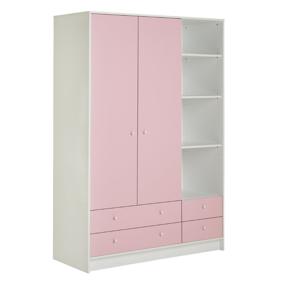 Malibu 2 Door 4 Drawer Wardrobe - Pink 11185089