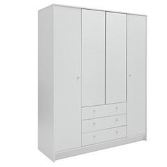 Malibu 4 Door 3 Drawer Mirror Wardrobe - White 19225329
