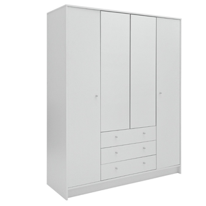 Malibu 4 Door 3 Drawer Mirror Wardrobe - White 19225329