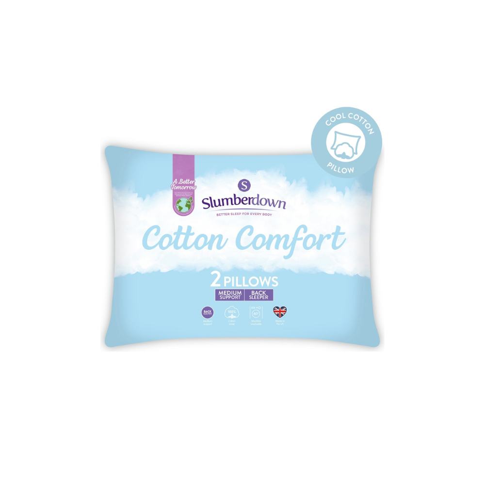 Slumberdown Cotton Comfort Medium Pillow - 2 Pack 18258036