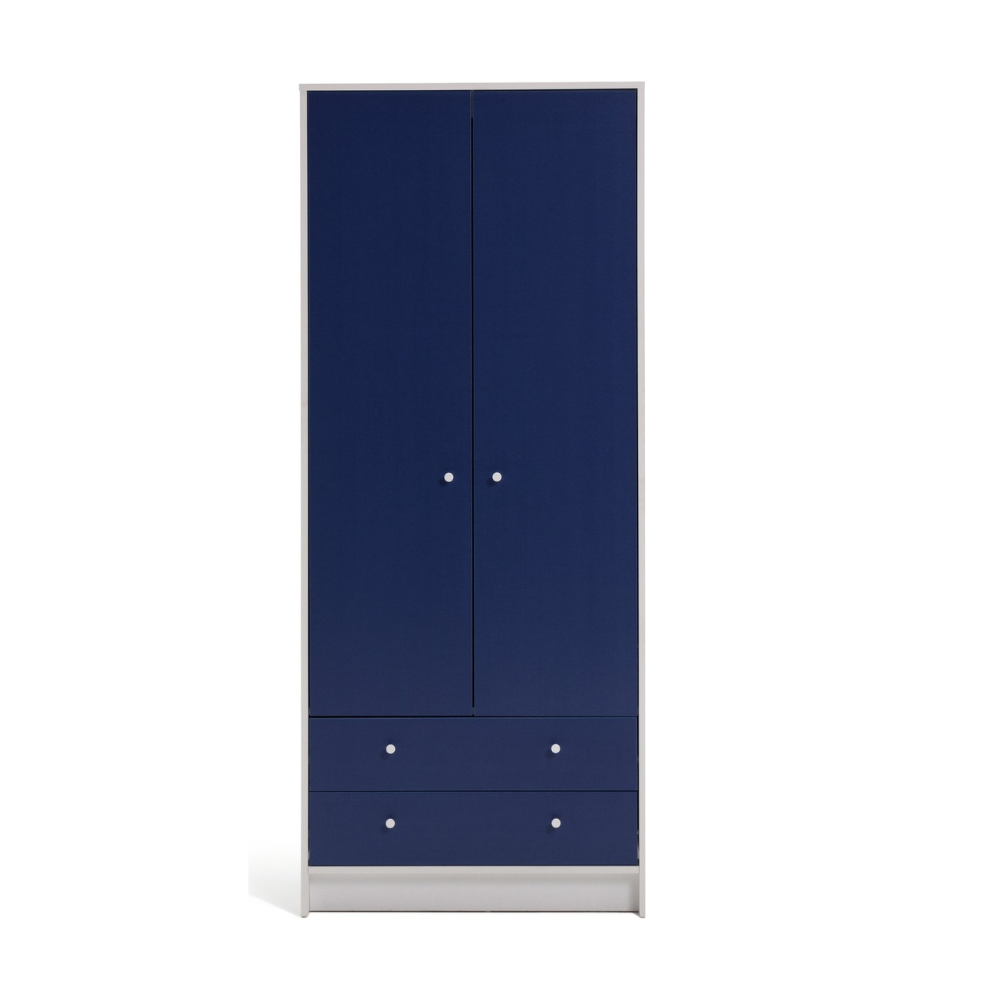 Malibu Kids 2 Door 2 Drawer Wardrobe White & Blue 19560709