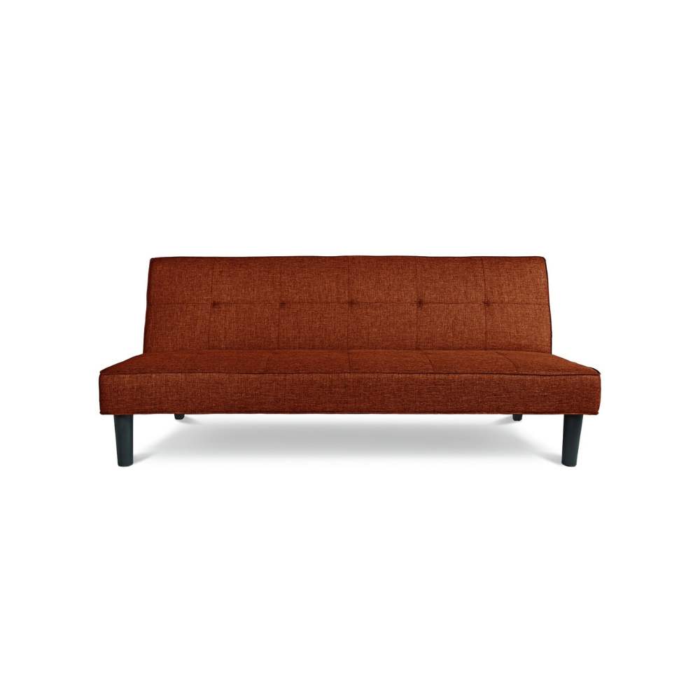 Patsy rust 2 seater clic clac sofa bed in fabric