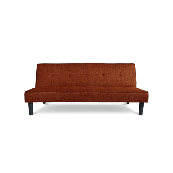 Patsy rust 2 seater clic clac sofa bed in fabric