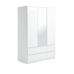 Jenson 3 Door Mirror Wardrobe - Matte White 17570478