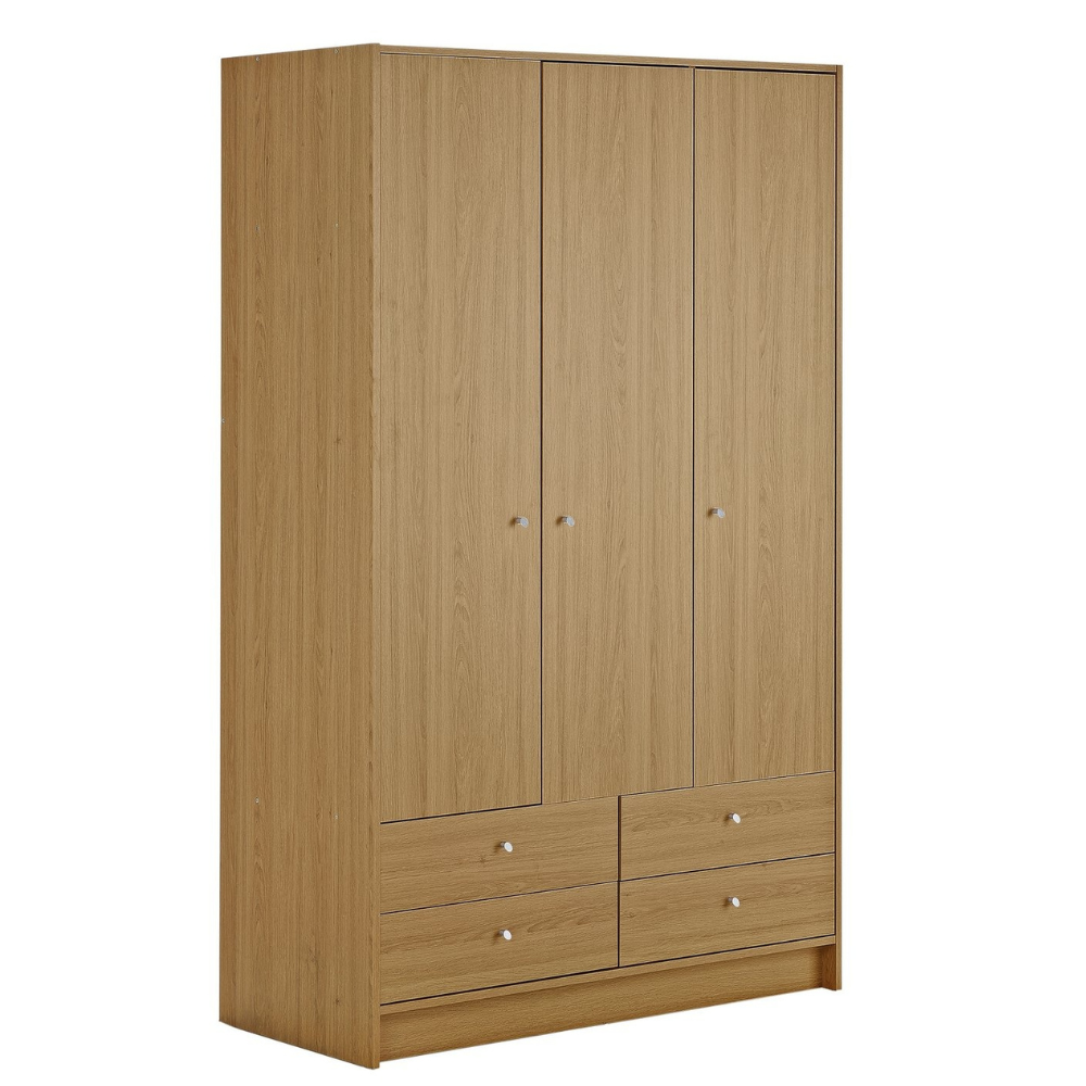 Malibu 3 Door 4 Drawer Wardrobe - Oak Effect 15582255
