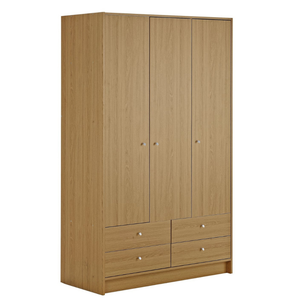 Malibu 3 Door 4 Drawer Wardrobe - Oak Effect 15582255