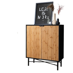 Sideboard with Bamboo Style Doors in Black