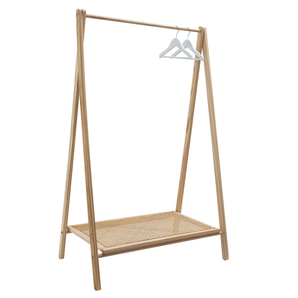 Clothes Rail and Shoe Rack In Natural Rattan