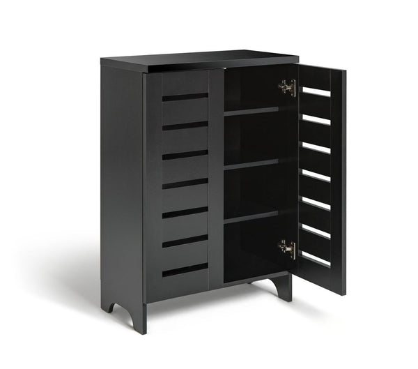 Slatted Shoe Cabinet - Black 14707938