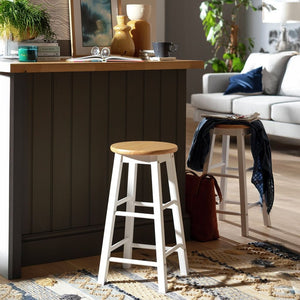 Habitat Pair of Wooden Bar Stools - Two Tone 18814889