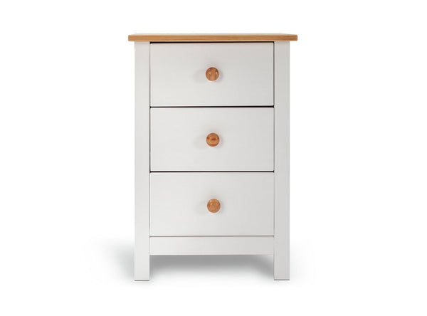 Scandinavia 3 Drawer Bedside Table - Pine & White 17911673
