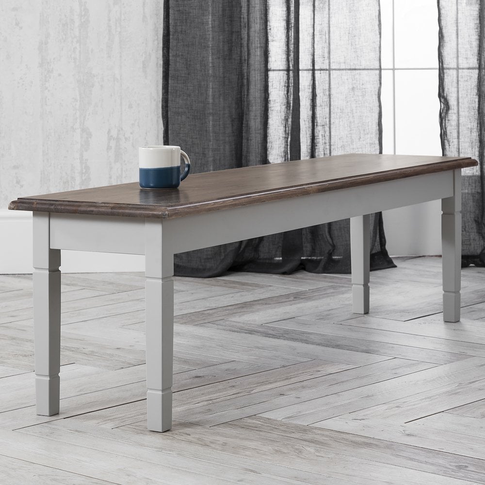 Bench for 180cm Long Table in White and Dark Pine