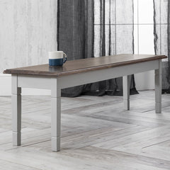 Bench for 180cm Long Table in White and Dark Pine