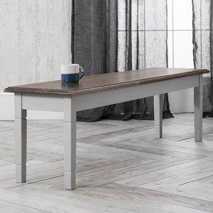 Bench for 180cm Long Table in White and Dark Pine