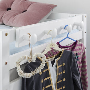 Coat Hook Peg Rail for Bunk Beds & Cabin Beds - White