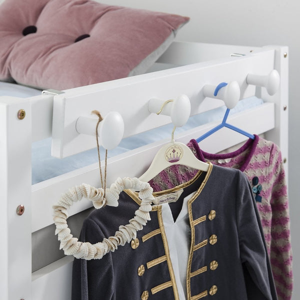 Coat Hook Peg Rail for Bunk Beds & Cabin Beds - White