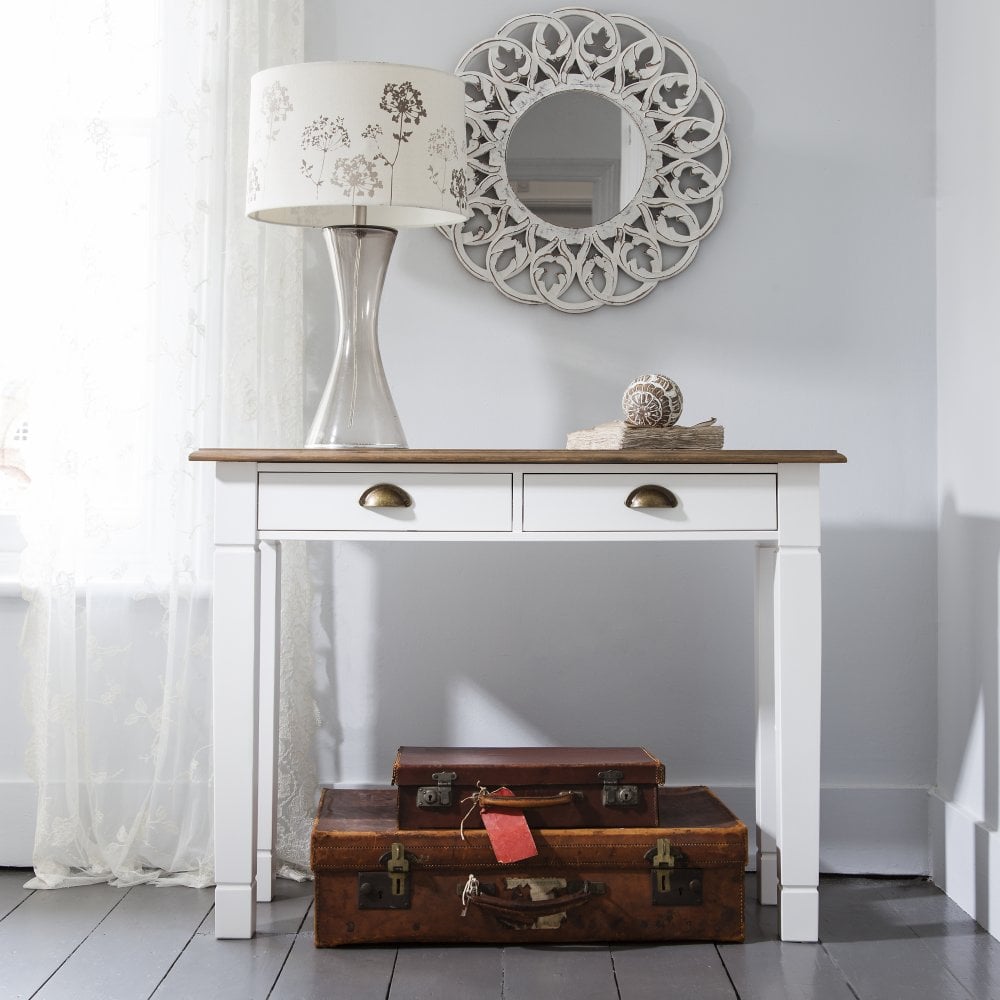 Console Table Canterbury in White and Dark Pine