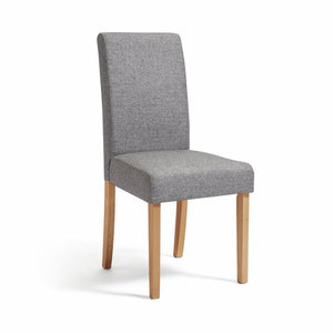 Pair of Tweed Fabric Dining Chairs - Grey 17359352