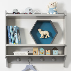 Double Shelf With Coat Hook in Grey