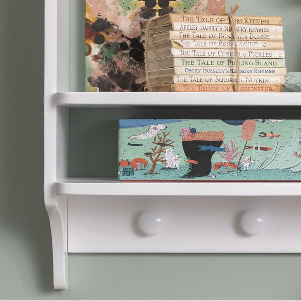 Double Shelf With Coat Hook in White