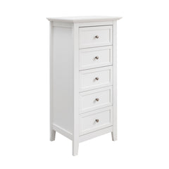 White 5 Drawer Tall Chest of Drawers