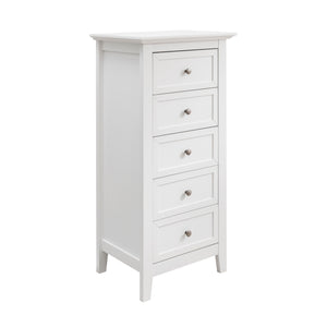White 5 Drawer Tall Chest of Drawers