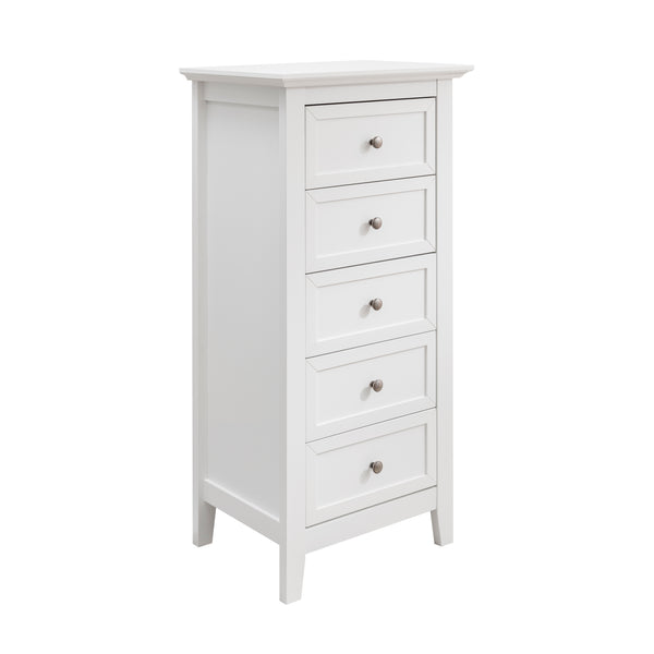 White 5 Drawer Tall Chest of Drawers