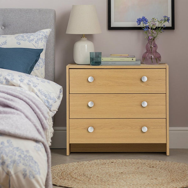 Seville 3 Drawer Chest of Drawers - Oak Effect 18861258