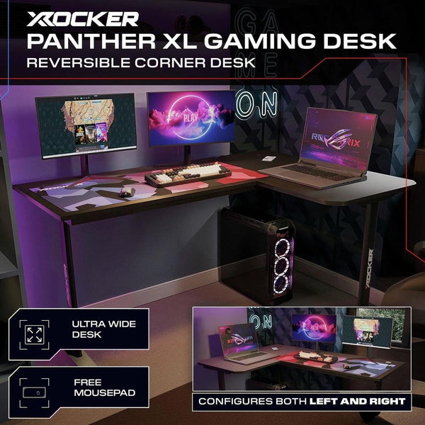 X Rocker Panther XL Reversible Corner Gaming Desk - Black 17511176