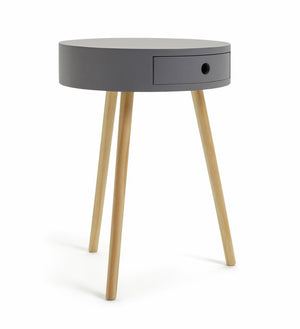 Habitat Otto 1 Drawer Round Bedside Table - Grey 17998720