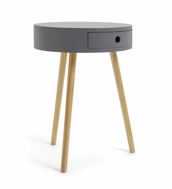 Habitat Otto 1 Drawer Round Bedside Table - Grey 17998720
