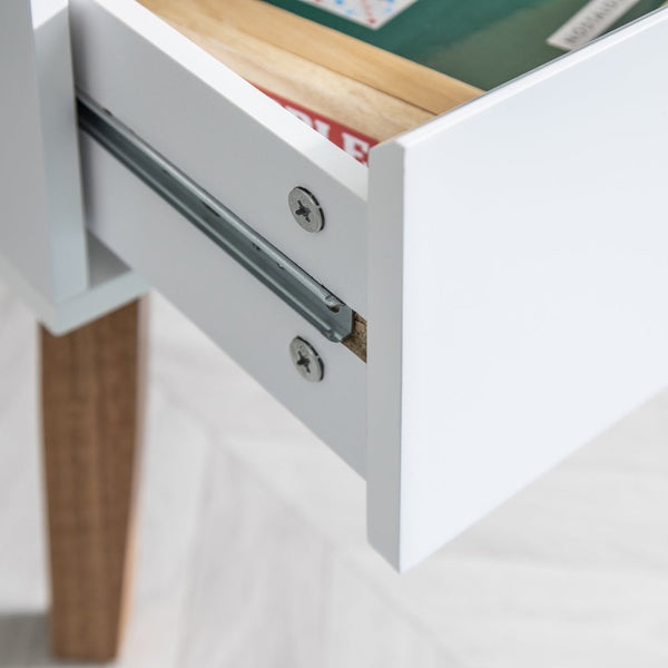 White 3 Drawer chest Table With Pine Legs