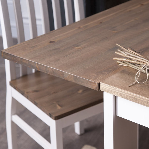 Hever Dining Table with 2 Benches & 2 Extensions - Grey and Dark Pine