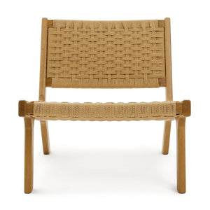 Habitat Faro Woven Paper Rope and Oak Accent Chair - Natural 11950991