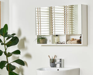 3 Door Mirrored Wall Cabinet - White 17143582